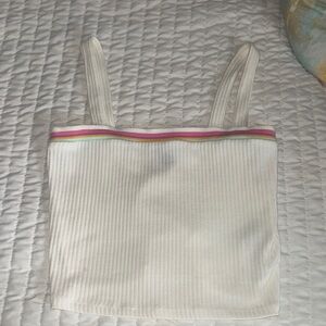 Forever 21 White Tank with Multicolor Trim